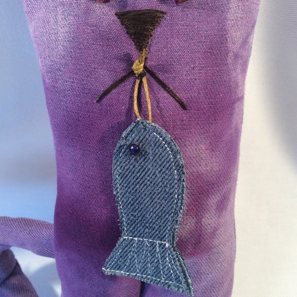 Purple handmade cat stuffed animal - Picture 3 of 12